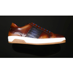 Apollo L149 'Daytona' - Vintage Tan & Navy Woven Leather Sneaker