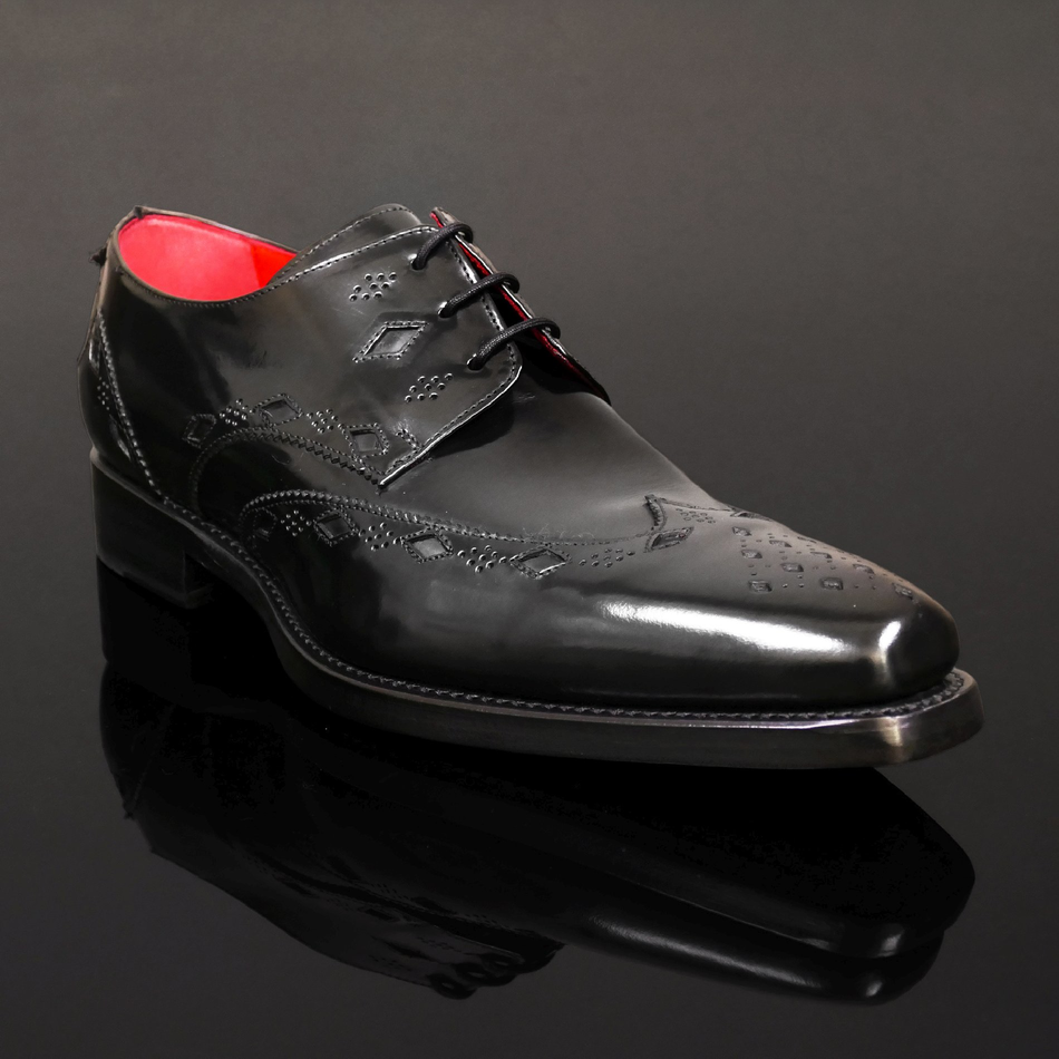 Dexter 'Homicide' - Black polished Diamond Punch Gibson