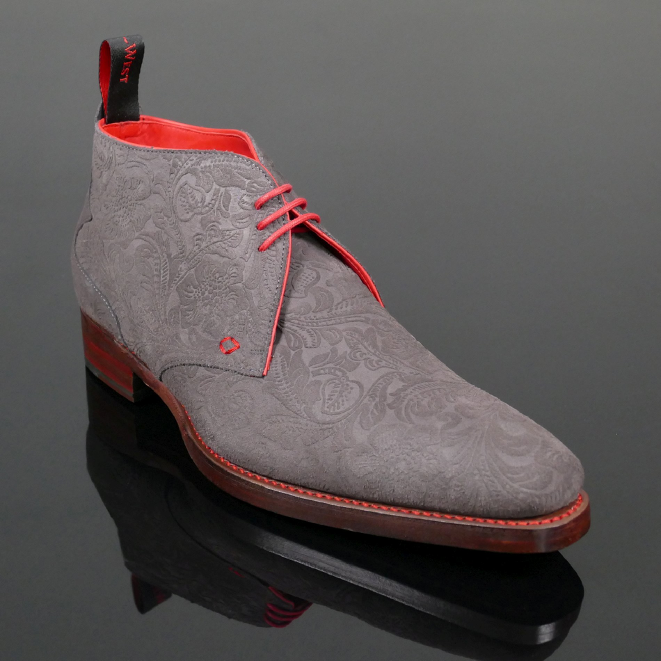 Dexter 'Masuka' - Grey Floral Embossed Suede Chukka Boot