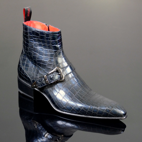 Dilettante 'The Duke' - Vintage Blue croc Zip Boot