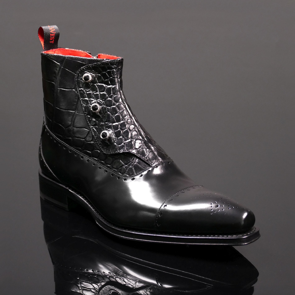 Lugosi ‘Dracul’ - Black Croc coach stud Spat Boot