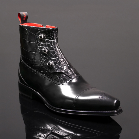 Lugosi ‘Dracul’ - Black Croc coach stud Spat Boot