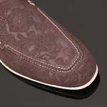 Martini L122 'Casablanca' - Petunia Brown Floral Embossed Suede Loafer